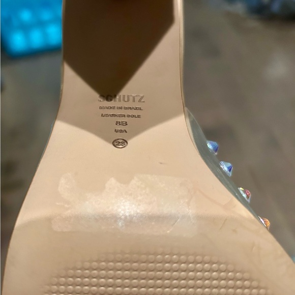 Women’s size 8 Schutz transparent and crystal block heel sandals - Picture 6 of 9